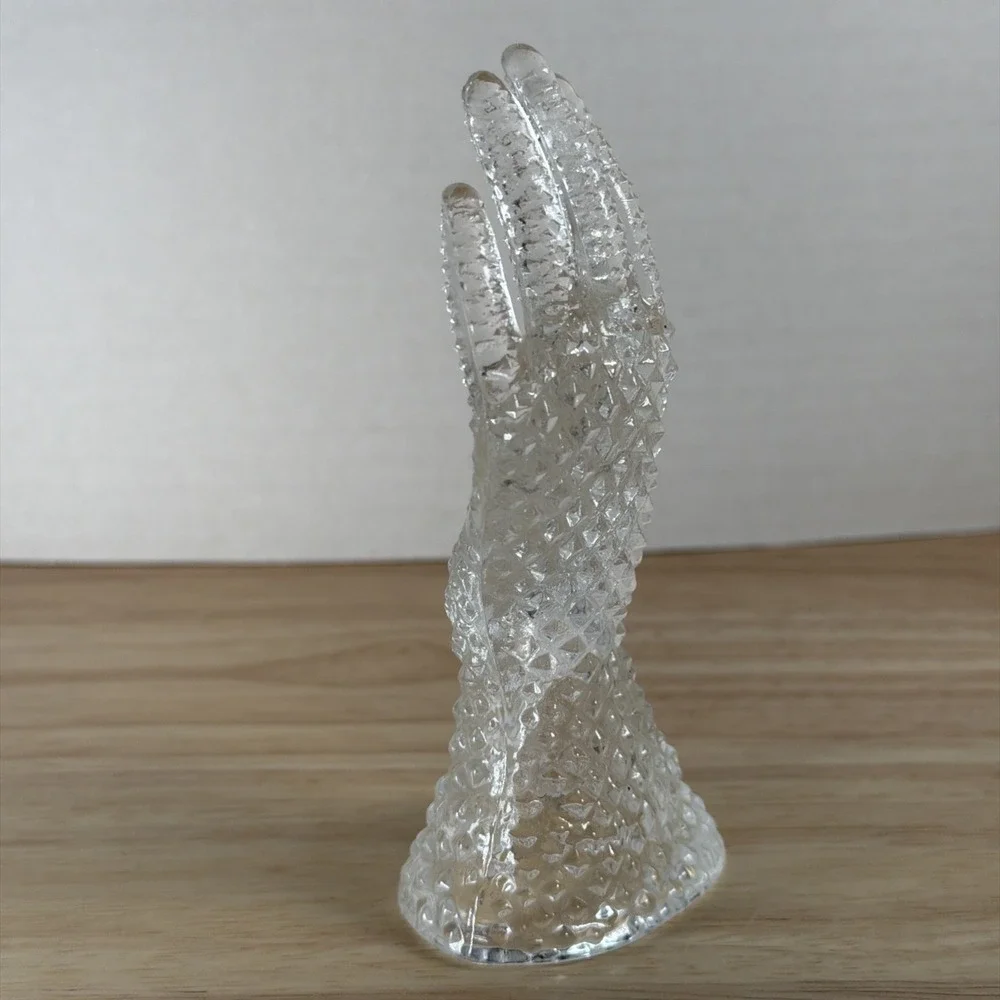 REPAIRED Vintage Chadwick Miller Crystal Hand Ring Jewelry Holder Clear Glass